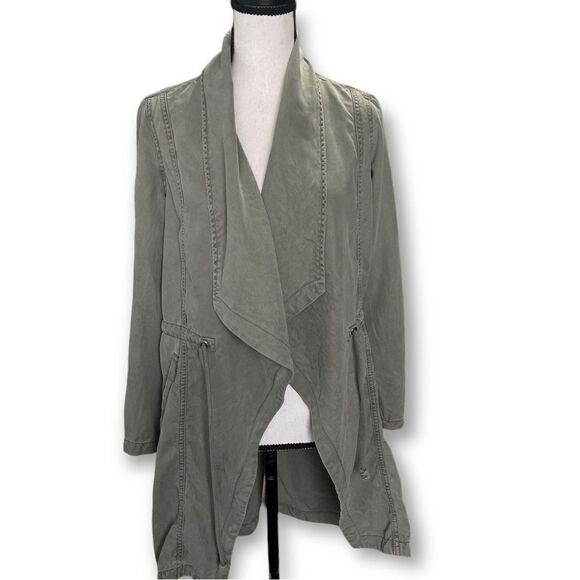 Max Jeans Olive Drape Front Jacket with Wrap Tie, Size XS - Picture 2 of 12